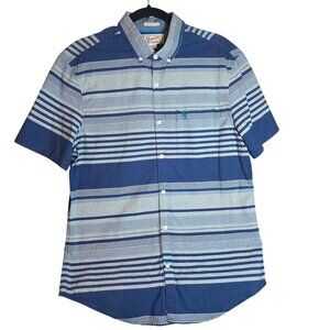 Mens Original Penguin Heritage Slim Fit Blue & White Striped Short Sleeve Shirt